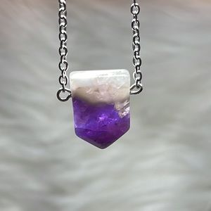 Chevron Amethyst Crystal Necklace Natural Healing